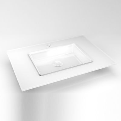Robern | TS31UCN21-1 | ROBERN TS31UCN21-1 ADORN II WHITE GLASS VANITY TOP 1H 31"WIDE WITH CTR SINK
