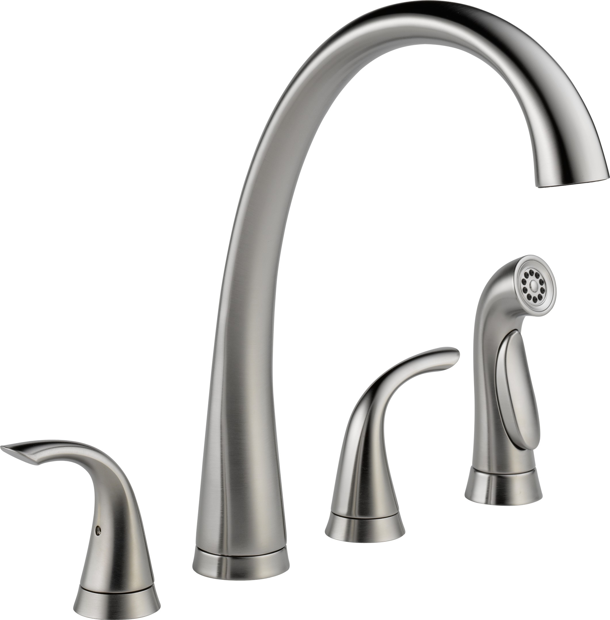Delta-Delex-Brizo | 2480-AR-DST | DELTA 2480-AR-DST PILAR WATERFALL WIDESPREAD KITCHEN FAUCET WITH  SIDE SPRAY AR ARCTIC STAINLESS 2-HANDLE 4-HOLE