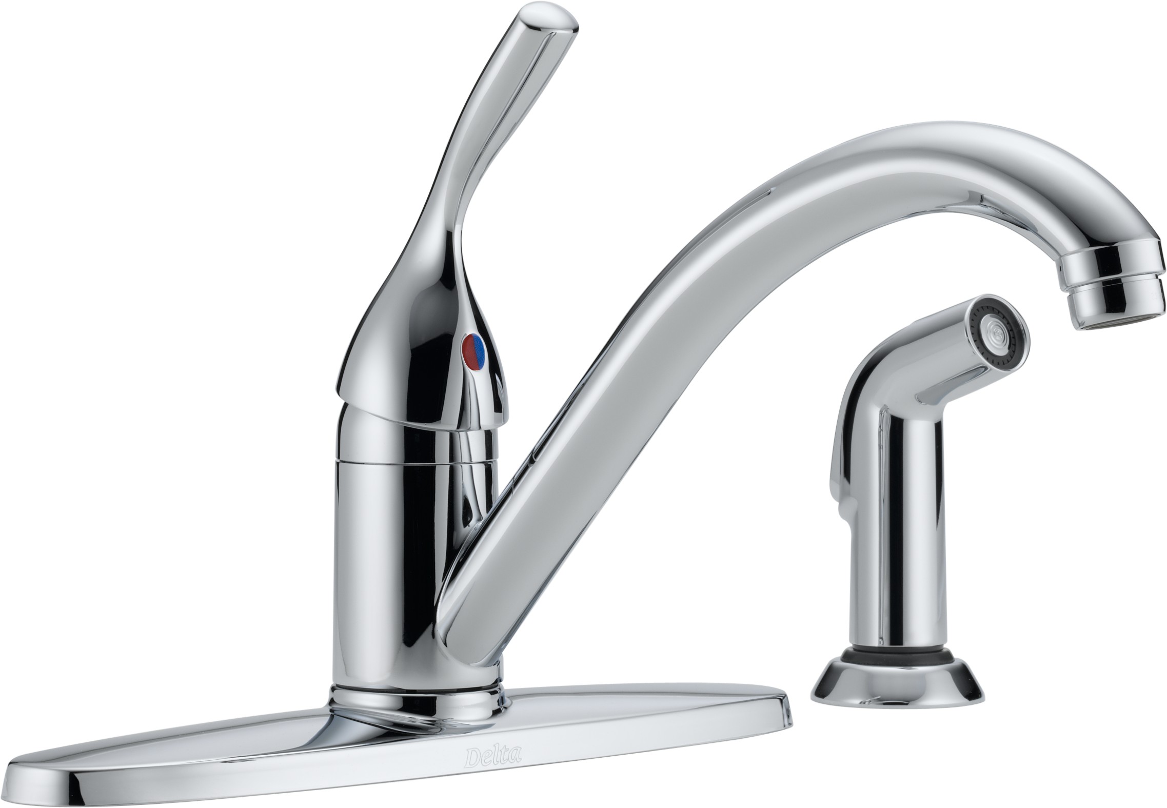 Delta-Delex-Brizo | 400-DST | 400-DST Chrome Delta Classic: Single Handle Kitchen Faucet With Spray
