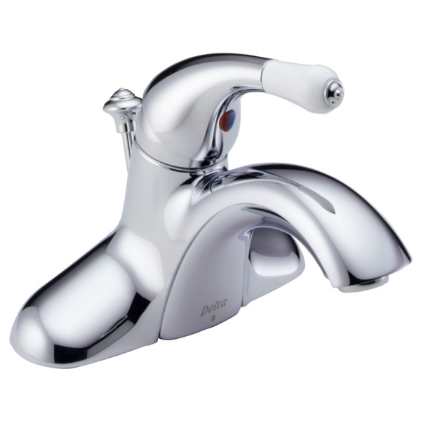 Delta-Delex-Brizo | 544-WFAWH | *DELTA 544-WFAWH INNOVATIONS SINGLE HANDLE CENTERSET LAVATORY FAUCET.  Chrome Finish with White Handle Accent