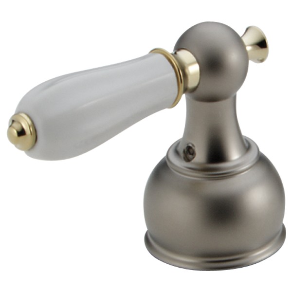 Delta-Delex-Brizo | H212NP | *DELTA H212NP TWO LEVER HANDLES WITH WHITE PORCELAIN ACCENTS.  Brilliance Pearl Nickel/Brilliance Polished Brass Base Finish 