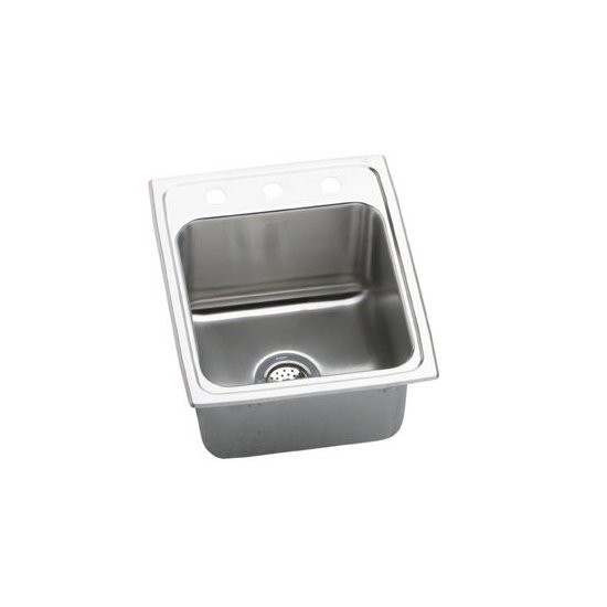 Elkay | DLR1517103 | ELKAY DLR1517103 STAINLESS STEEL TOP-MOUNT SINK 3 FAUCET-HOLES.  LUSTROUS HIGHLIGHTED SATIN  FINISH