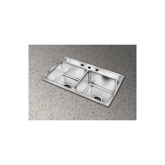 Elkay | DLR4322101 | ELKAY DLR4322101 STAINLESS STEEL DOUBLE-BOWL TOP-MOUNT SINK WITH 1 FAUCET-HOLE .  LUSTROUS HIGHLIGHTED SATIN  FINISH 