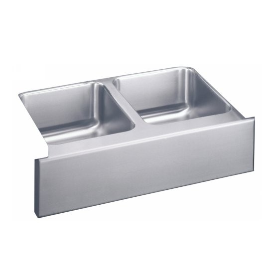 Elkay | ELUHF3320 | ELKAY ELUHF3320 STAINLESS STEEL UNDERMOUNT DOUBLE-BOWL SINK WITH APRON FRONT.  LUSTROUS HIGHLIGHTED SATIN FINISH.