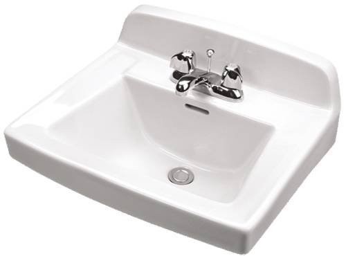 Gerber | G0012654 | GERBER 12-654 MONTICELLO II 4 WALL-HUNG LAVATORY WHITE 20 X 18 WITH BACKSPLASH & HOLES FOR CARRIER