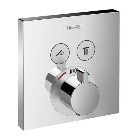 Hans Grohe | 15763001 | HANSGROHE 15763001 SQUARE THERMOSTATIC TRIM 2-FUNCTION CP CHROME