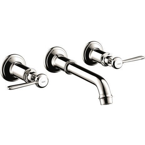 Hans Grohe | 16534831 | HANSGROHE 16534831 AXOR MONTREUX WALL-MOUNT WIDESPREAD FAUCET TRIM ONLY.  WITH LEVER HANDLES.  PN POLISHED NICKEL