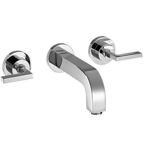 Hans Grohe | 39147001 | HANSGROHE 39147001 AXOR CITTERIO WALL-MOUNT LAVATORY FAUCET SET WITH LEVER HANDLES CP POLISHED CHROME