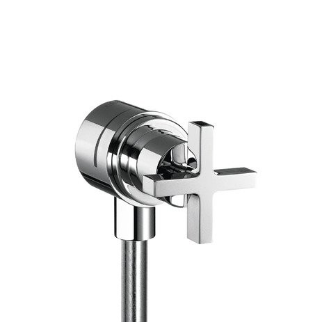 Hans Grohe | 39883001 | HANSGROHE 39883001 AXOR CITTERIO FIX FIT WALL OUTLET WITH CROSS HANDLE CP CHROME
