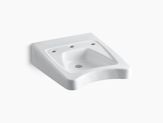 Kohler | 12634-0 | 12634-0 Morningside 20" x 27" mounted/concealed arm carrier wheelchair bathroom sink with 11-1/2" centers faucet holes 