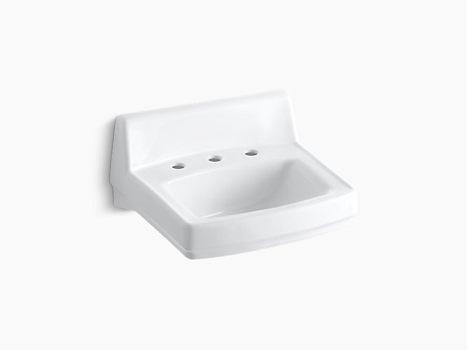 Kohler | 2030-0 | 2030-0 Greenwich 20-3/4" x 18-1/4" wall-mount/concealed arm carrier bathroom sink with widespread faucet holes