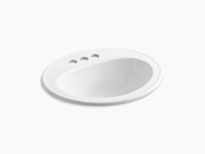 Kohler | 2196-4-0 | 2196-4-0 Kohler Pennington Drop-in bathroom sink with centerset faucet holes