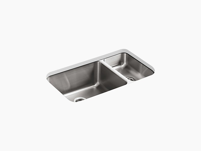 Kohler | 3174-NA | 3174-NA Undertone 31-3/4" x 18" x 9-1/2" under-mount high/low double-bowl kitchen sink