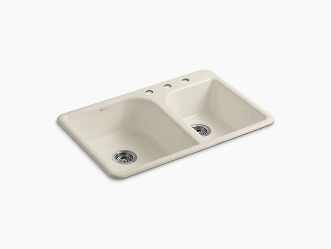 Kohler | 5948-3-47 | 5948-3-47  Efficiency 33" x 22" x 7-5/8" top-mount large/medium double-bowl kitchen sink with 3 faucet holes