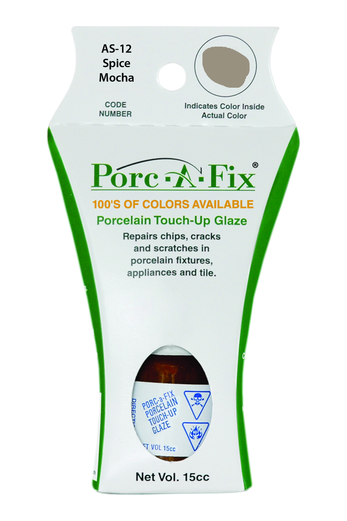 Fixture-Fix | AS-12 | Porc-A-Fix Touch-Up Glaze American Standard Spice Mocha - Compatible with American Standard 070900-0490A Touch Up Paint Kit - SPICE MOCHA