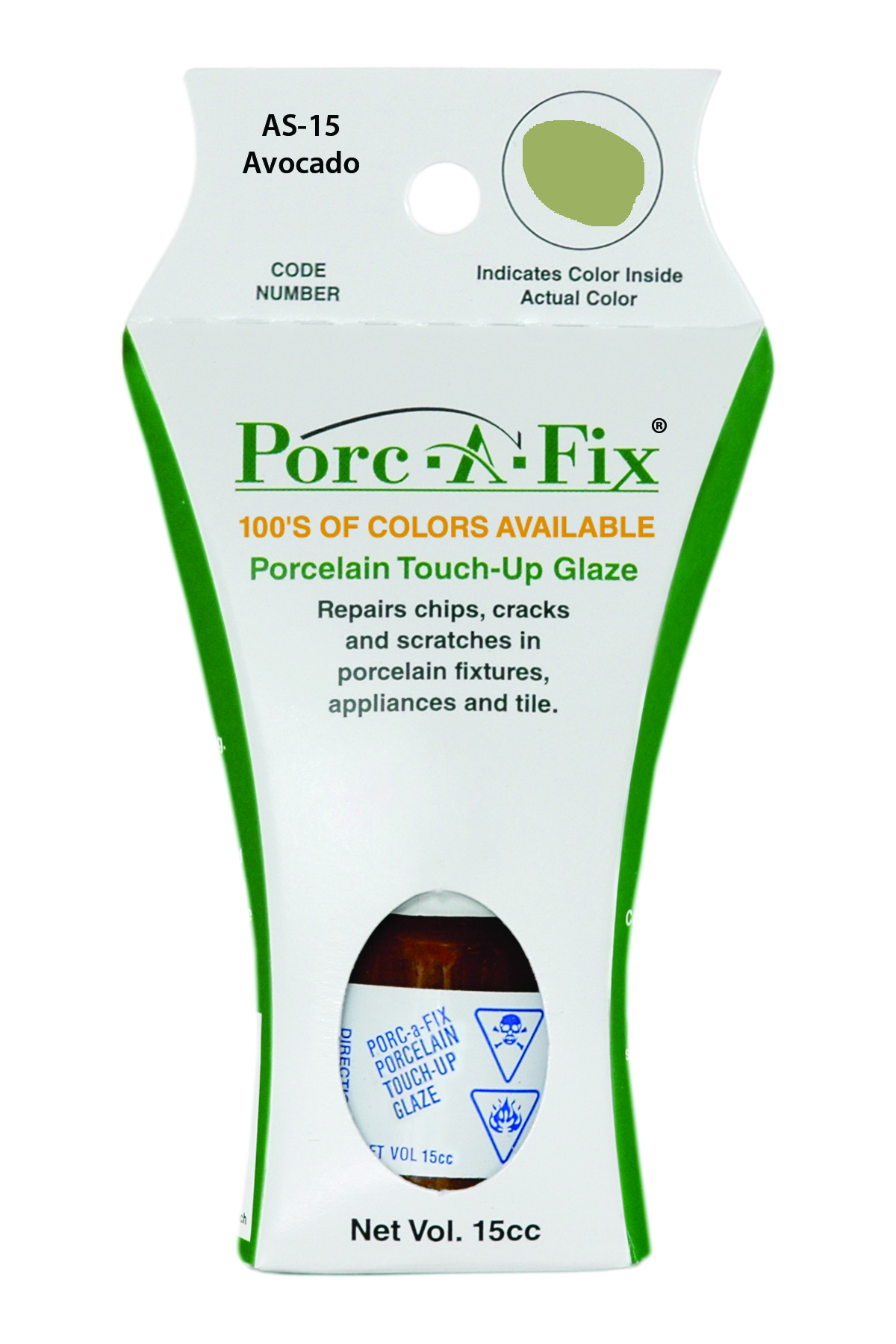 Fixture-Fix | AS-15 | Porc-A-Fix Touch-Up Glaze American Standard Avocado - Compatible with American Standard 070900-0230A Touch Up Paint Kit - AVOCADO
