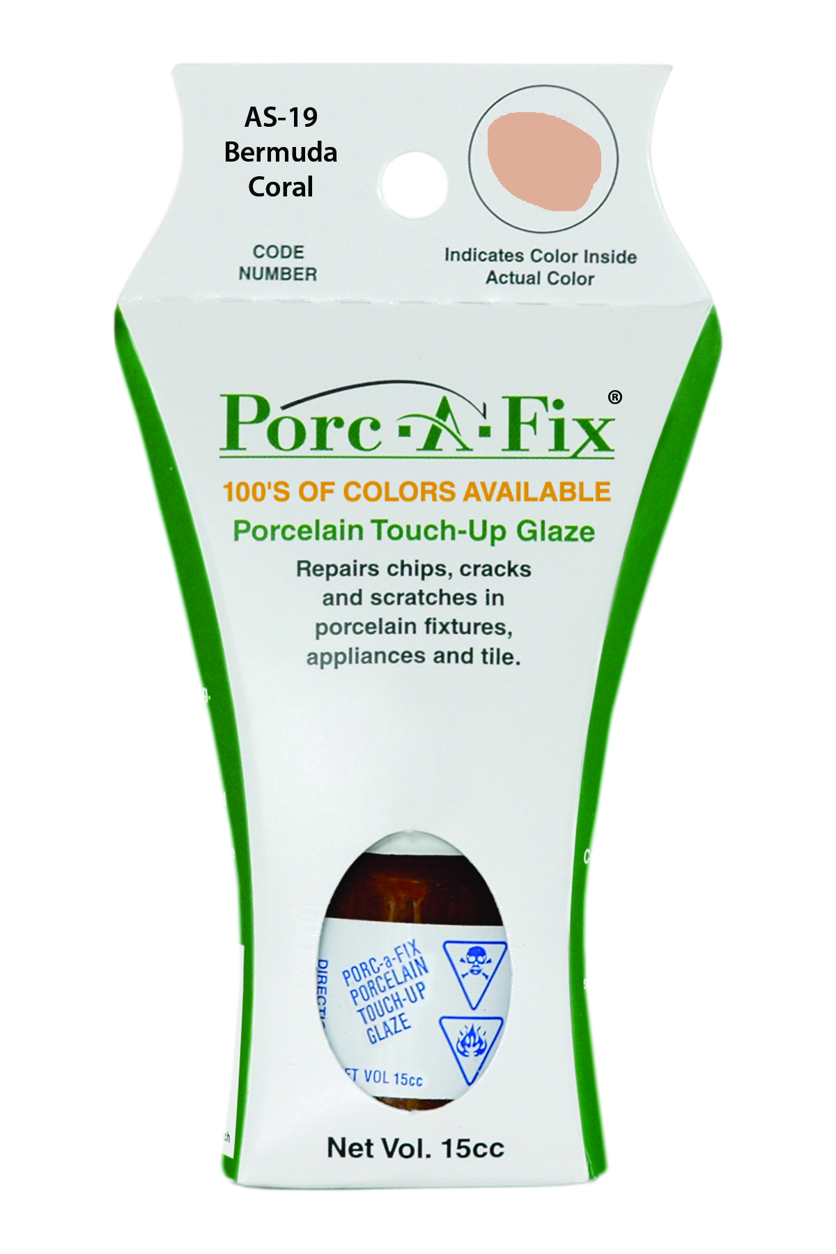 Fixture-Fix | AS-19 | Porc-A-Fix Touch-Up Glaze American Standard Bermuda Coral - Compatible with American Standard 070900-1600A Touch Up Paint Kit - BERMUDA CORAL