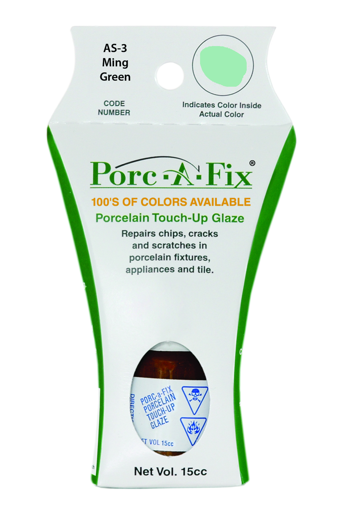 Fixture-Fix | AS-3 | Porc-A-Fix Touch-Up Glaze American Standard Ming Green- Compatible with American Standard 070900-0340A Touch Up Paint Kit - MING GREEN