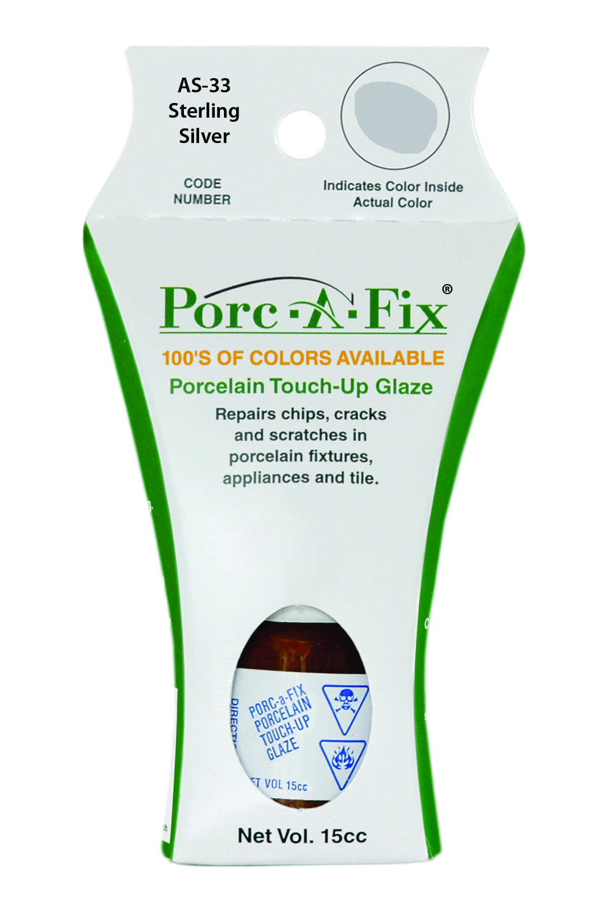 Fixture-Fix | AS-33 | Porc-A-Fix Touch-Up Glaze American Standard Sterling Silver - Compatible with American Standard 070900-1650A Touch Up Paint Kit - STERLING SILVER
