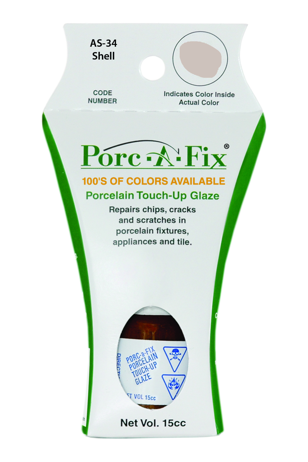 Fixture-Fix | AS-34 | Porc-A-Fix Touch-Up Glaze American Standard Shell - Compatible with American Standard 070900-1730A Touch Up Paint Kit - SHELL