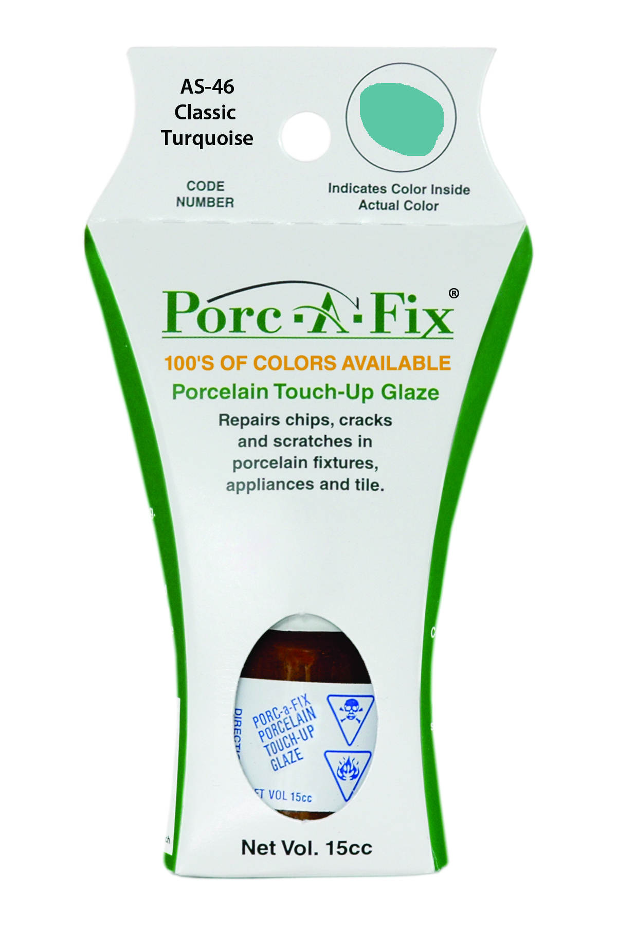 Fixture-Fix | AS-46 | Porc-A-Fix Touch-Up Glaze American Standard Classic Turquoise - Compatible with American Standard 070900-1930A Touch Up Paint Kit - CLASSIC TURQUOISE