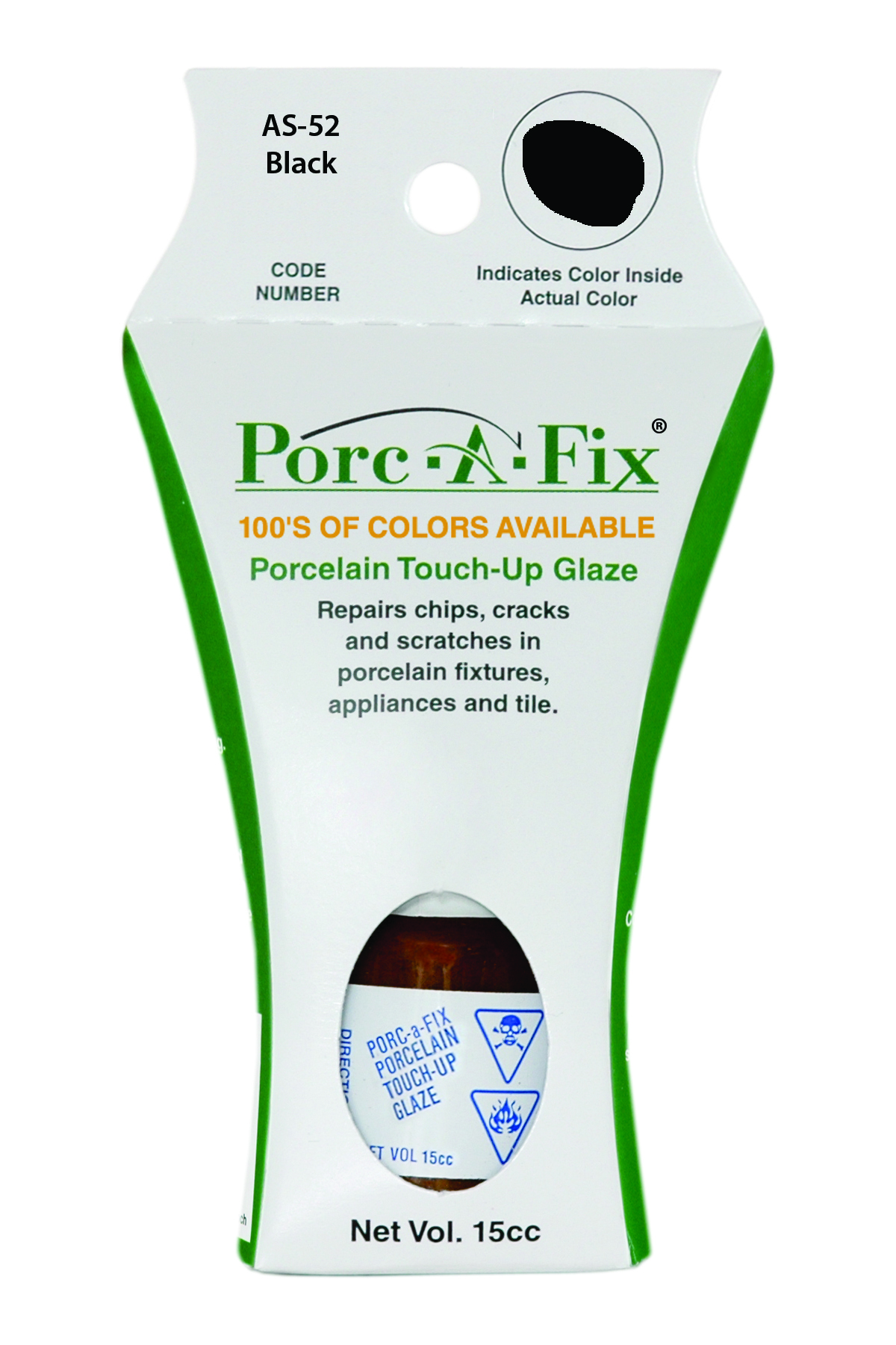 Fixture-Fix | AS-52 | Porc-A-Fix Touch-Up Glaze American Standard Black - Compatible with American Standard 070900-1780A Touch Up Paint Kit - BLACK