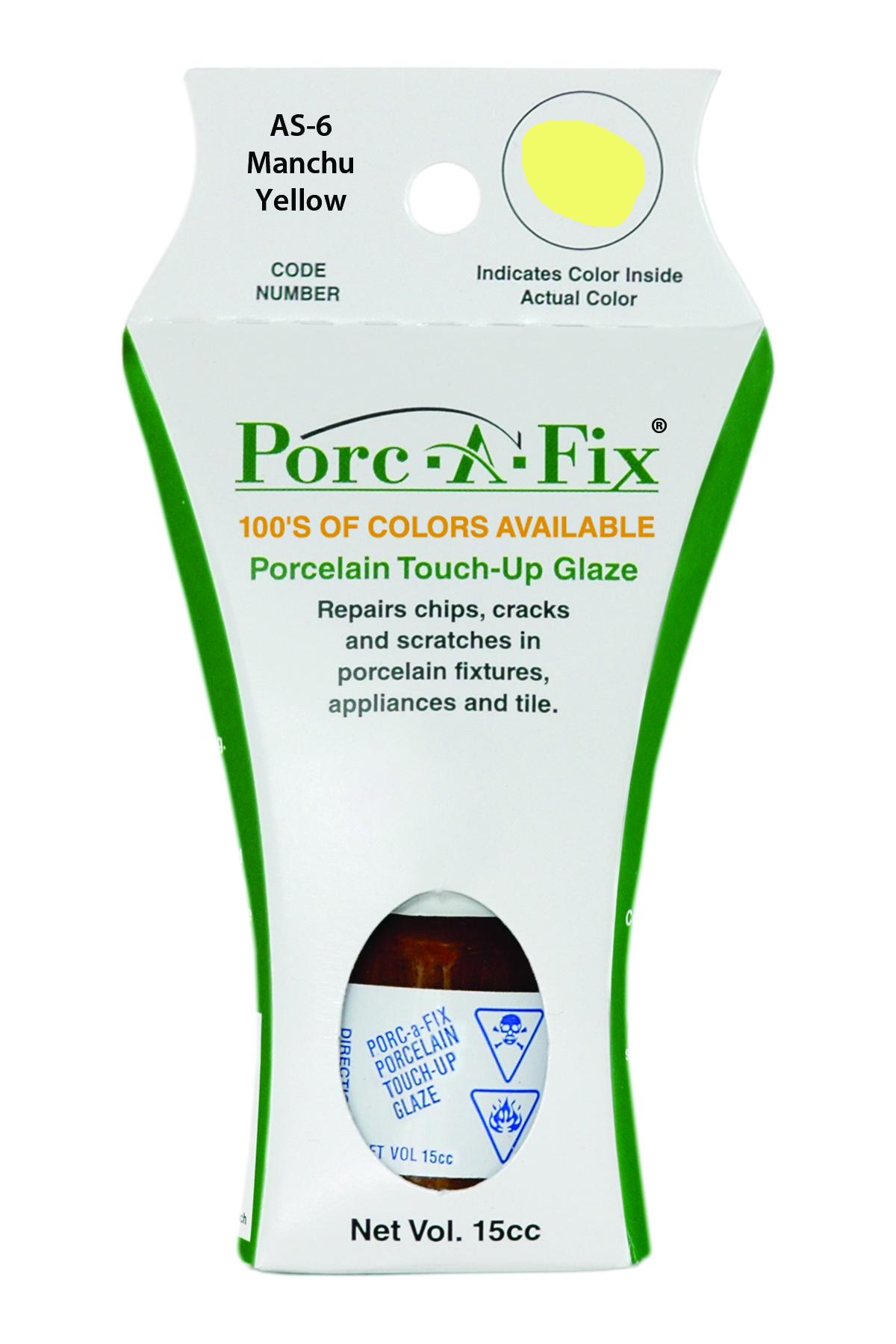 Fixture-Fix | AS-6 | Porc-A-Fix Touch-Up Glaze American Standard Manchu Yellow - Compatible with American Standard 070900-0350A Touch Up Paint Kit - MANCHU YELLOW