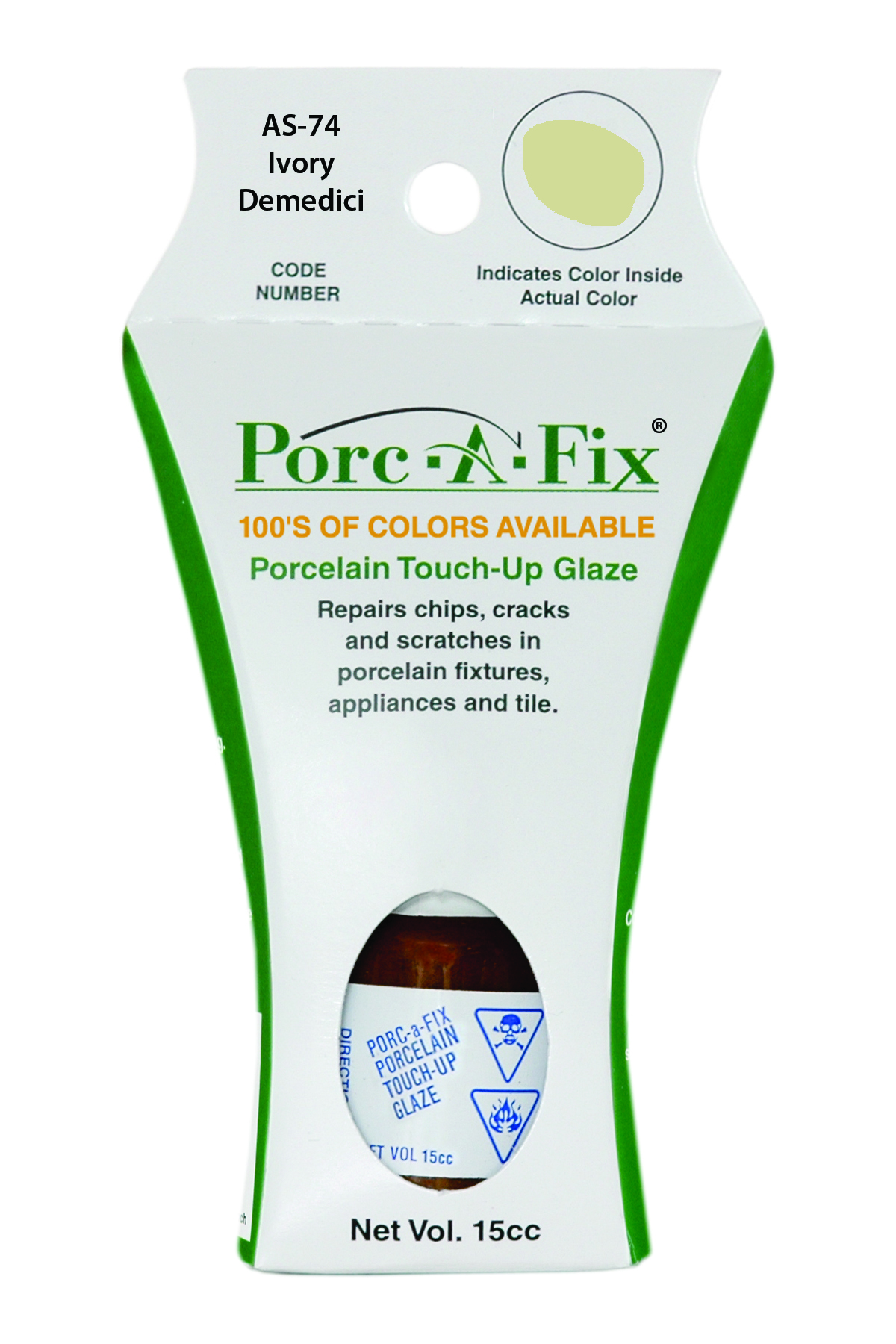 Fixture-Fix | AS-74 | Porc-A-Fix Touch-Up Glaze American Standard Ivory DeMedici - Compatible with American Standard 070900-0370A Touch Up Paint Kit - IVORY DEMEDICI
