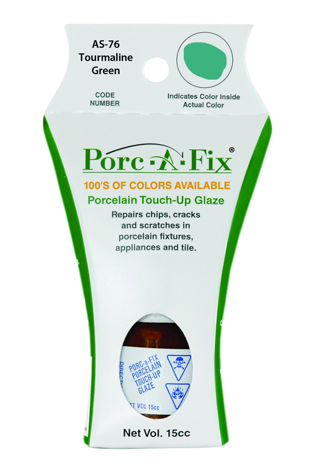 Fixture-Fix | AS-76 | Porc-A-Fix Touch-Up Glaze American Standard Tourmaline Green - Compatible with American Standard 070900-0390A Touch Up Paint Kit - TOURMALINE GREEN