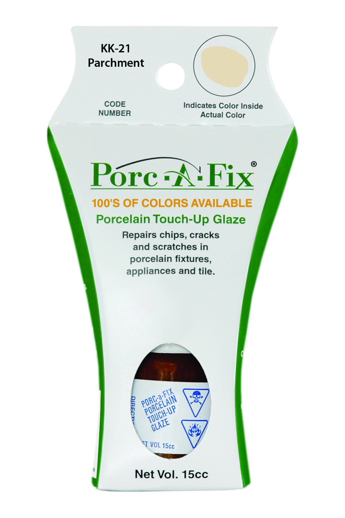 Fixture-Fix | KK-21 | Porc-A-Fix Touch-Up Glaze Kohler Parchment - Compatible with Kohler K-500306-40 Touch Up Paint Kit - PARCHMENT