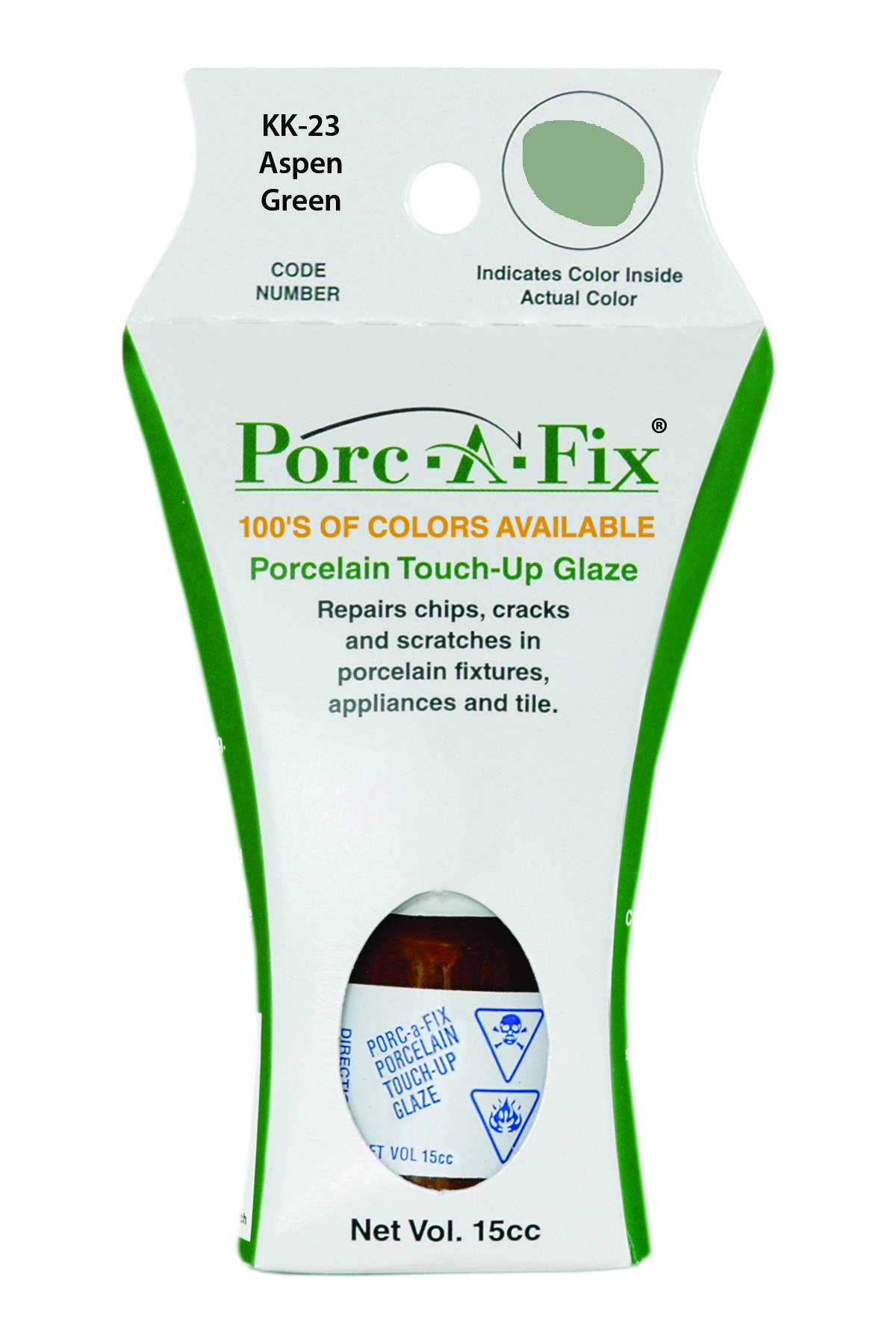 Fixture-Fix | KK-23 | Porc-A-Fix Touch-Up Glaze Kohler Aspen Green - Compatible with Kohler K-500306-42 Touch Up Paint Kit - ASPEN GREEN