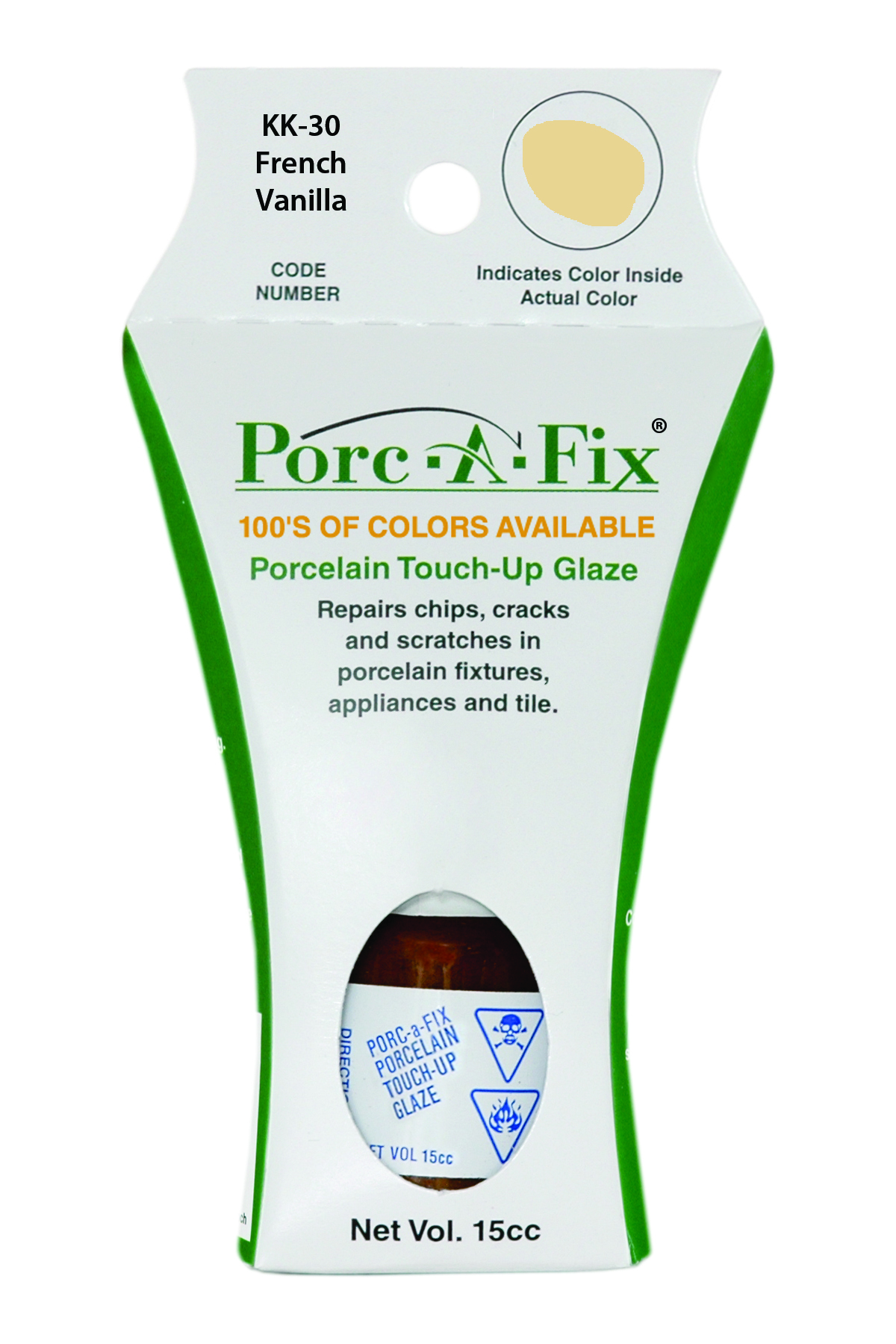 Fixture-Fix | KK-30 | Porc-A-Fix Touch-Up Glaze Kohler French Vanilla - Compatible with Kohler K-500306-49 Touch Up Paint Kit - FRENCH VANILLA