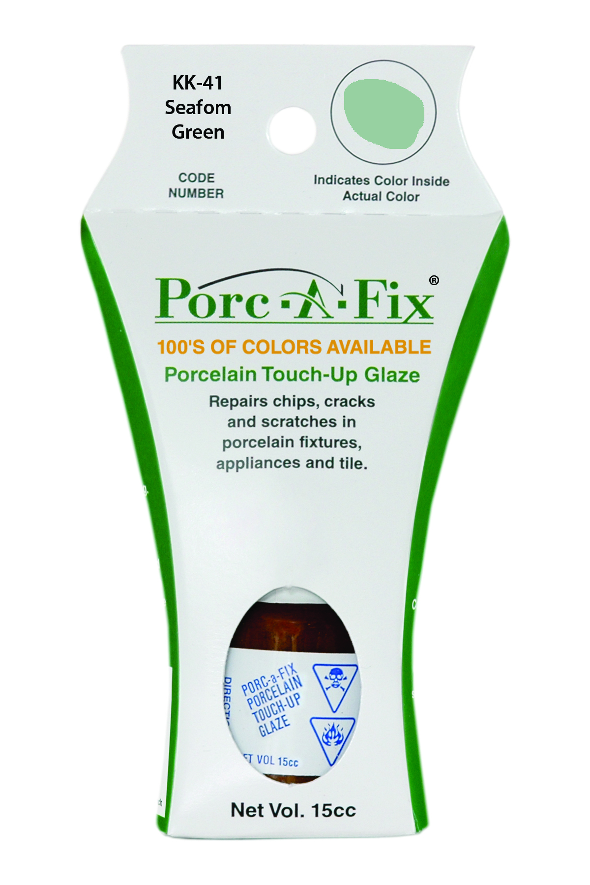 Fixture-Fix | KK-41 | Porc-A-Fix Touch-Up Glaze Kohler Seafoam Green - Compatible with Kohler K-500306-71 Touch Up Paint Kit - SEAFOAM GREEN