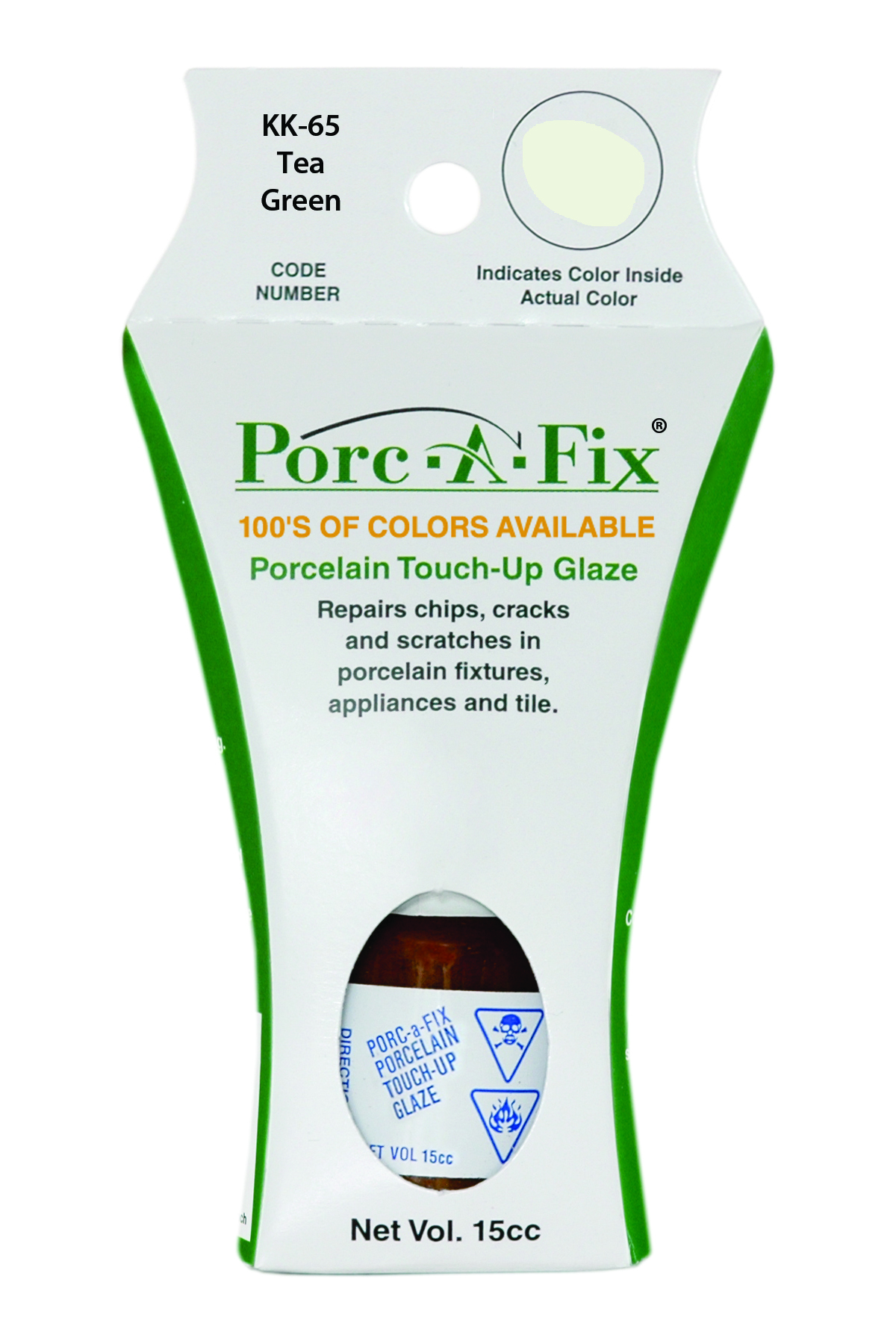Fixture-Fix | KK-65 | Porc-A-Fix Touch-Up Glaze Kohler Tea Green - Compatible with Kohler K-500306-NG Touch Up Paint Kit - TEA GREEN