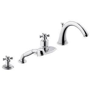 Grohe | 19044000 | *GROHE 19.044.000 GENEVA 4-HOLE THERMOSTATIC ROMAN TUB FILLER LESS HANDLES.  WITH HAND SHOWER.  CHROME FINISH