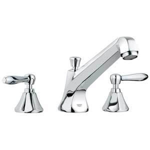 Grohe | 25076000 | GROHE 25.076.000 SOMERSET 3-HOLE ROMAN TUB FILLER LESS HANDLES.  CHROME FINISH